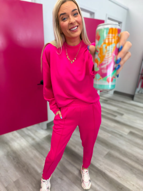 Cloud Nine Mockneck Set | Hot Pink