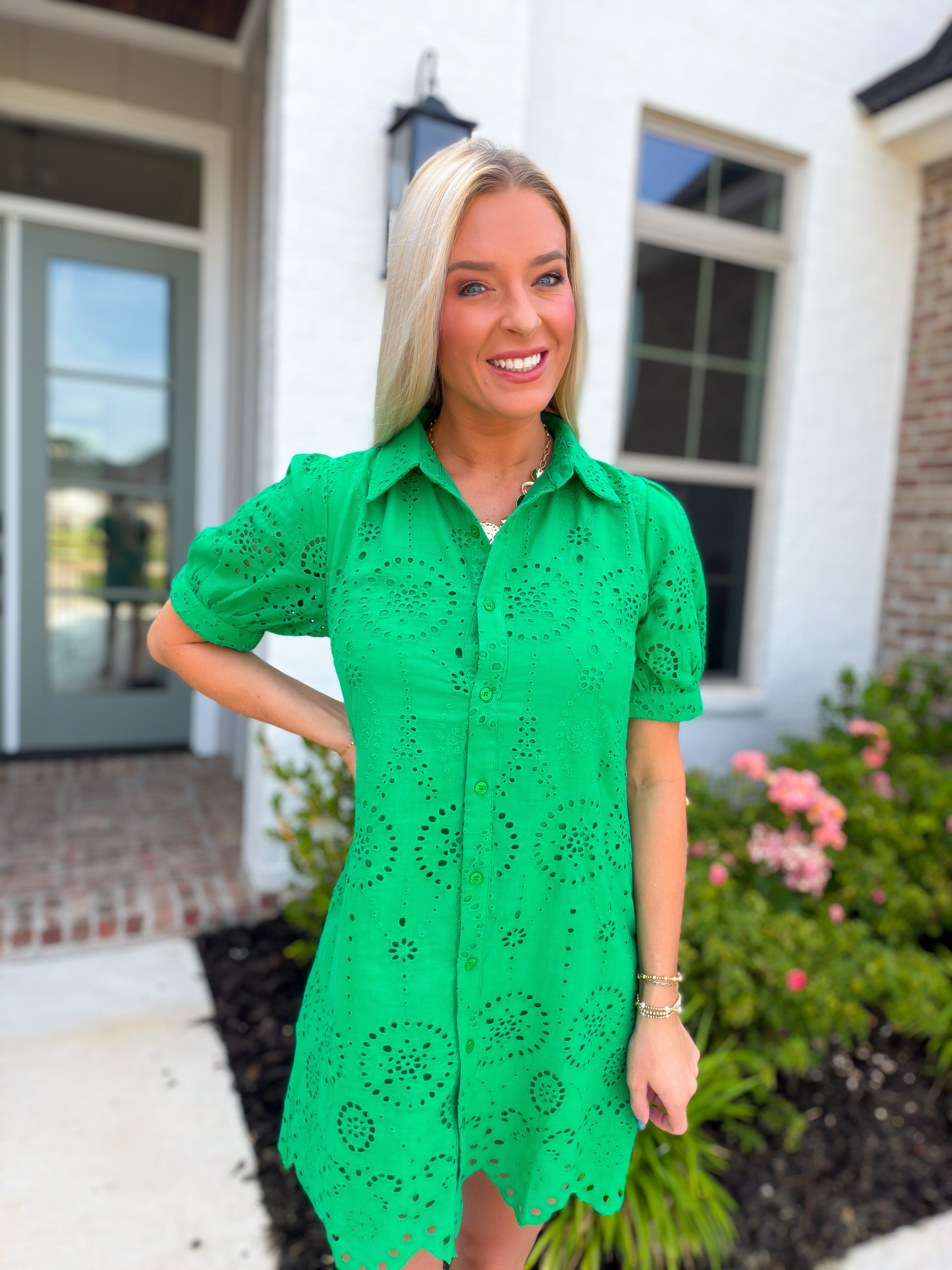Emerald Isle Eyelet Dress  Savage Roots Boutique