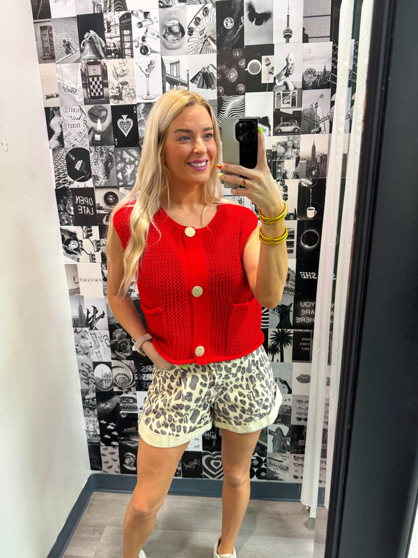 Leopard Denim Shorts