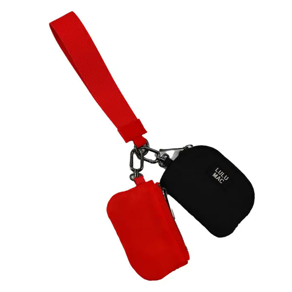 Red / Black Lulu Mac Double Pouch Wristlets