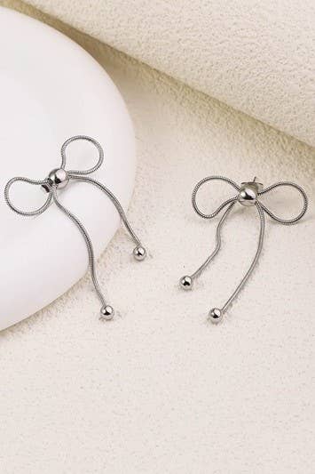 18K STAINLESS STEEL TARNISH FREE BOW EARRINGS