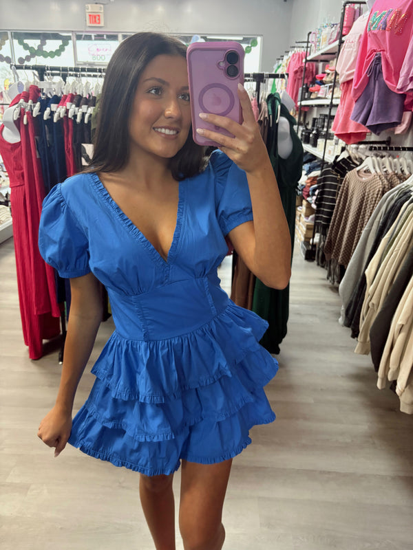 Poplin Tired Mini Dress Romper