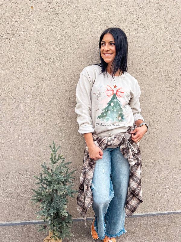 O COME LET US ADORE HIM SWEATSHIRT (SAND)