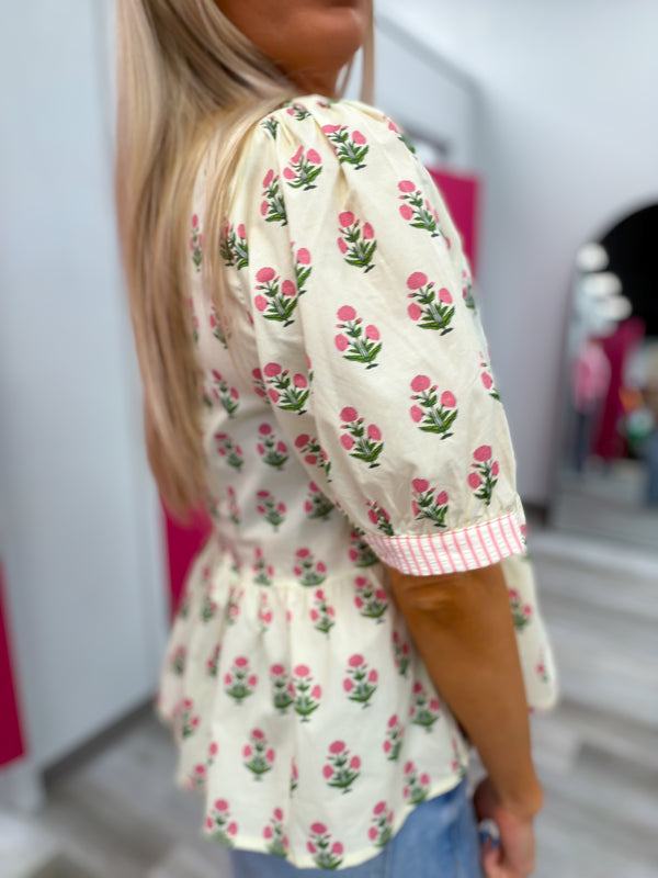 The Pink Petals and Daydream Peplum Top