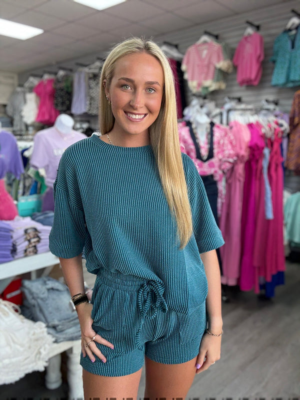 BLACK FRIDAY | Ribbed Short Sleeve Top & Short Set