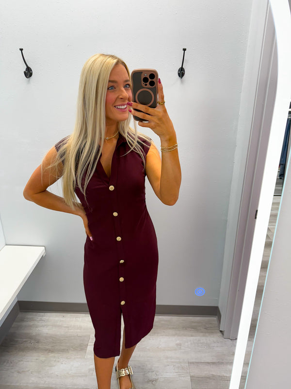 Just You and Me V-Neck Midi Shirt Dress