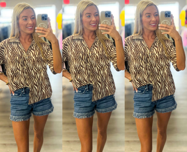 The Tiger In Me Pocket Top - Brown