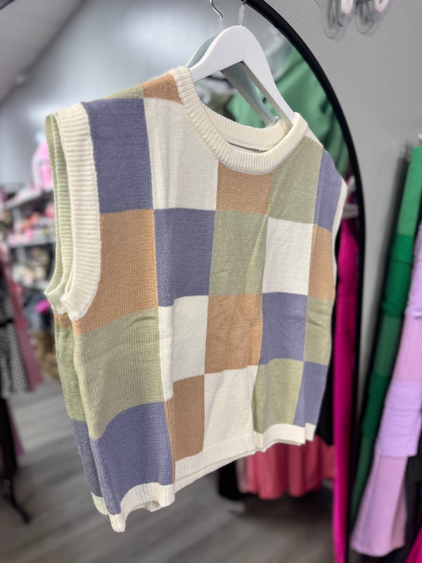 Check It Out Checkered Sweater | Blue Mix