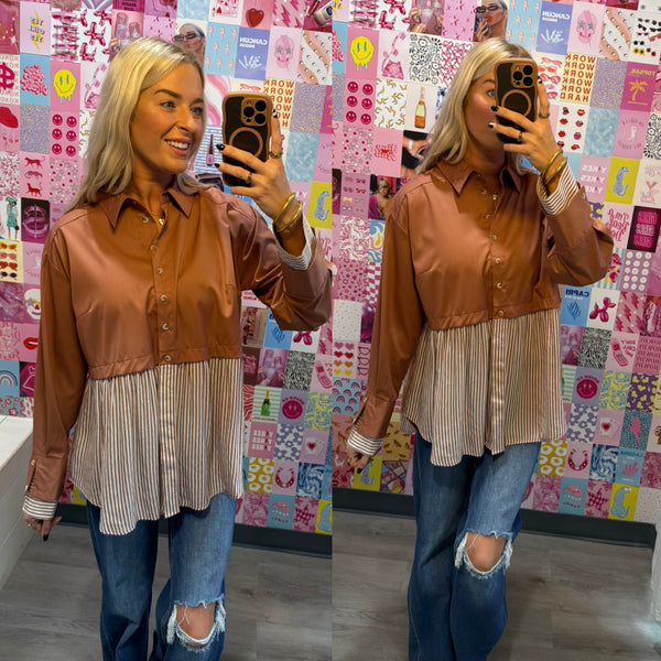 Rust Stripe Button Up