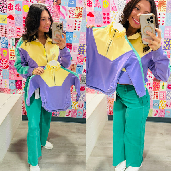 Pastel Mardi Gras 1/4 Zip Fleece