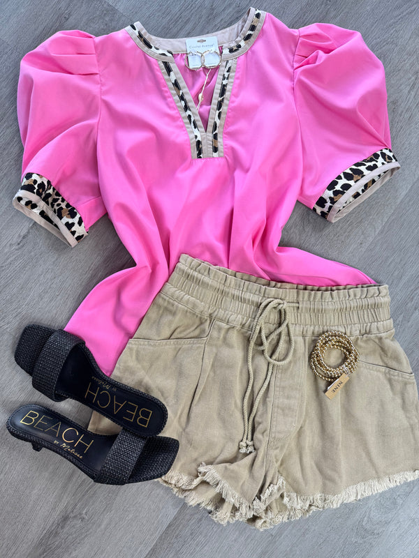 Take My Heart Fray Denim Shorts