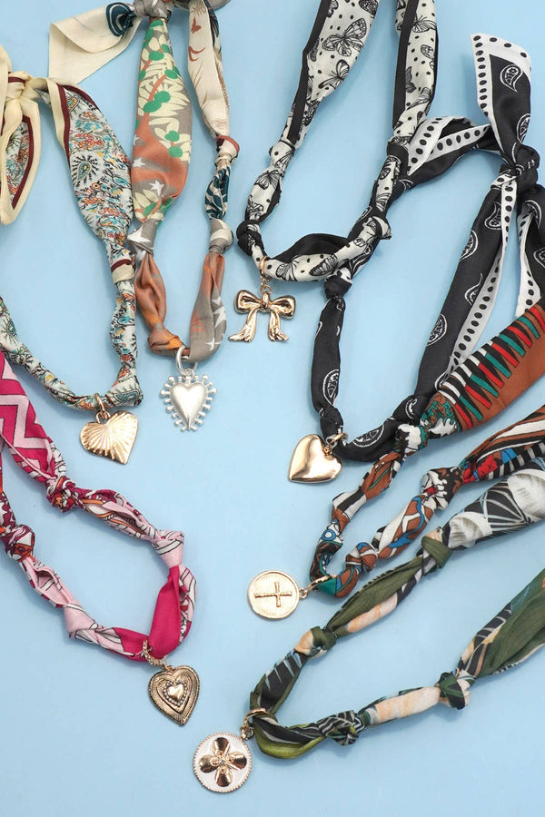 Handcrafted Scarf Interchangeable Charm Necklace |