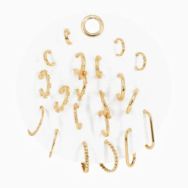 Textured Minimal Hoop Earring Set, Value Pack Set of 10