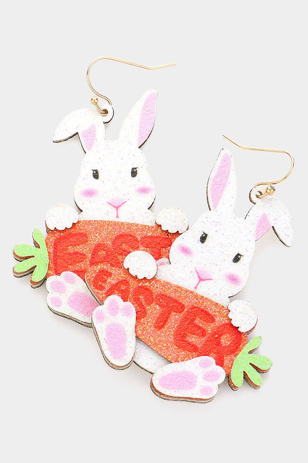 Bunny With Carrot Easter Earrings