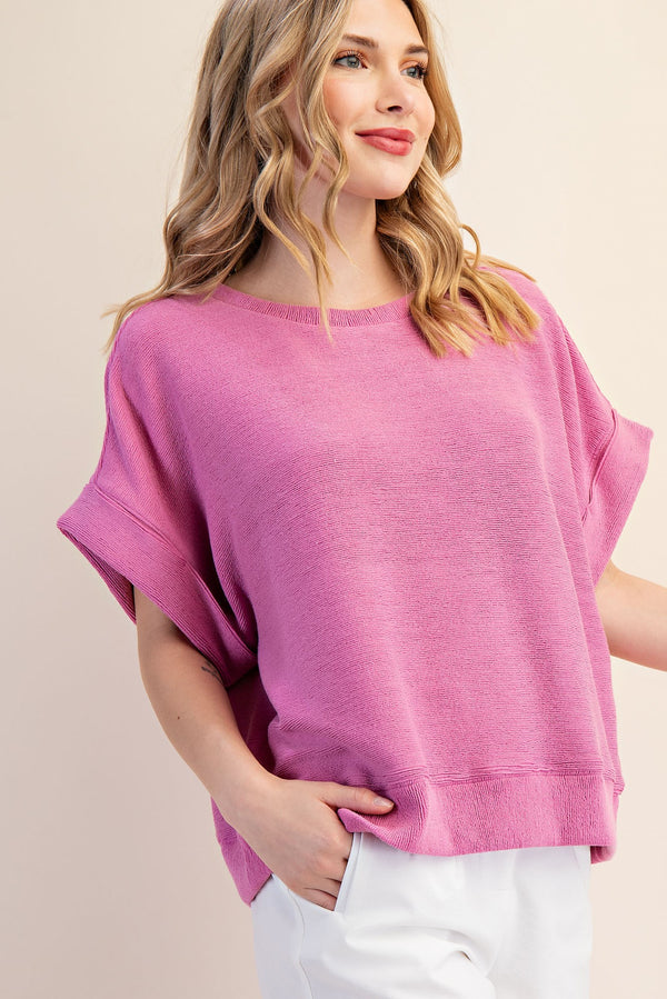 Short Sleeve Drop Shoulder Soft Top