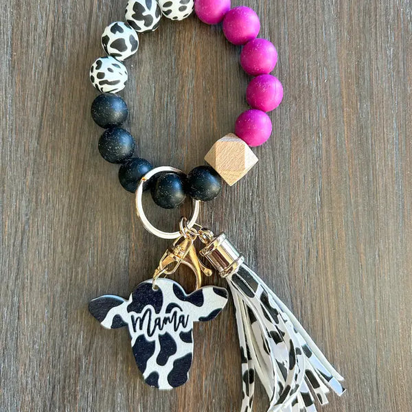 Cow Mama Keychain Wristlet