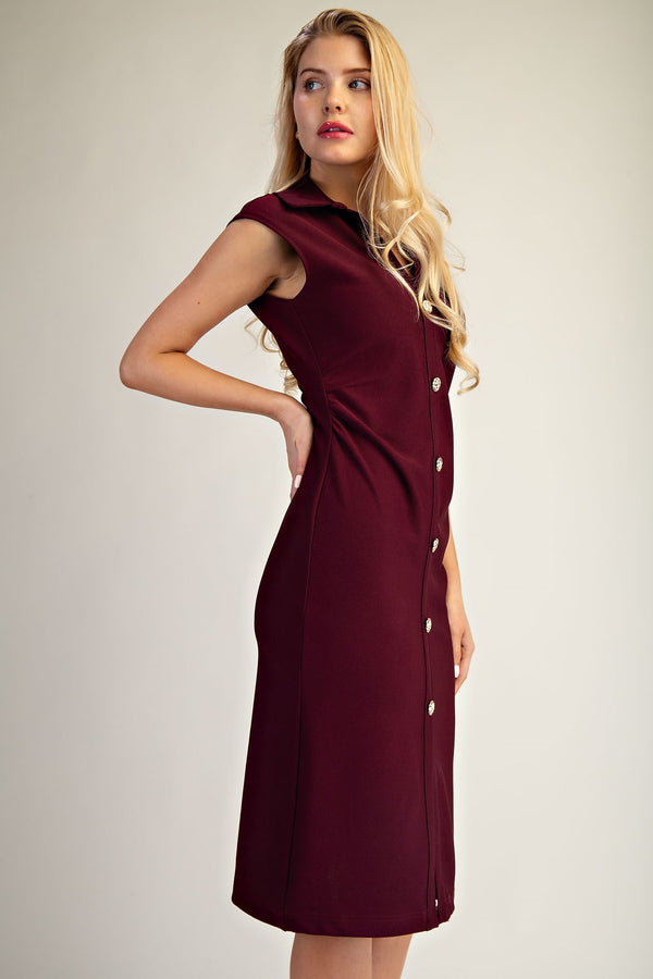 Just You and Me V-Neck Midi Shirt Dress