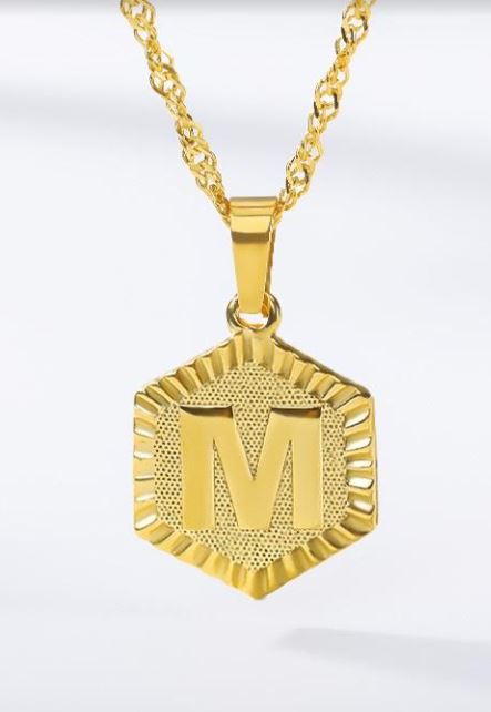 Medallion Pendant Initial Gold Necklace