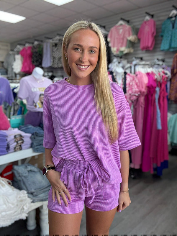 BLACK FRIDAY | Ribbed Short Sleeve Top & Short Set