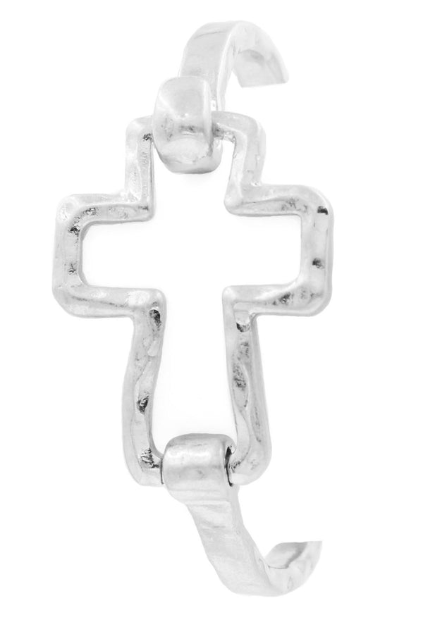 Hammered Cross Bracelet