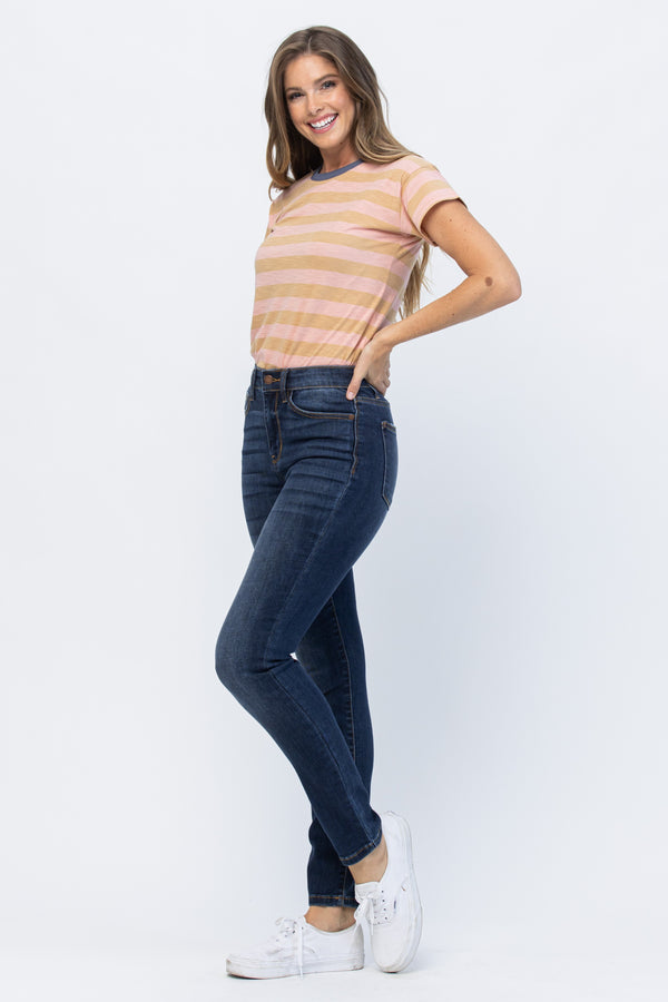 The Emma High Rise Dark Wash Relaxed Fit Judy Blue Jeans