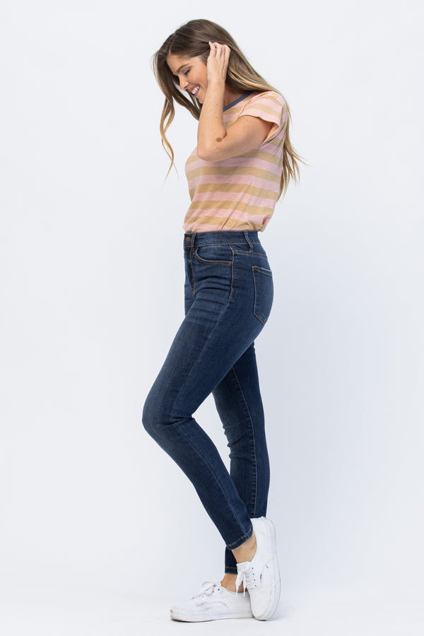 The Emma High Rise Dark Wash Relaxed Fit Judy Blue Jeans