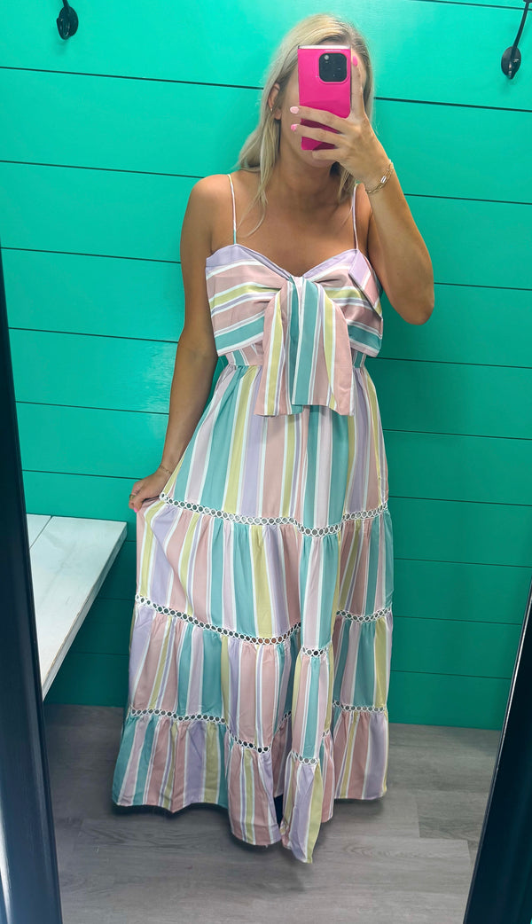 Pastel Stripe Maxi With Bow
