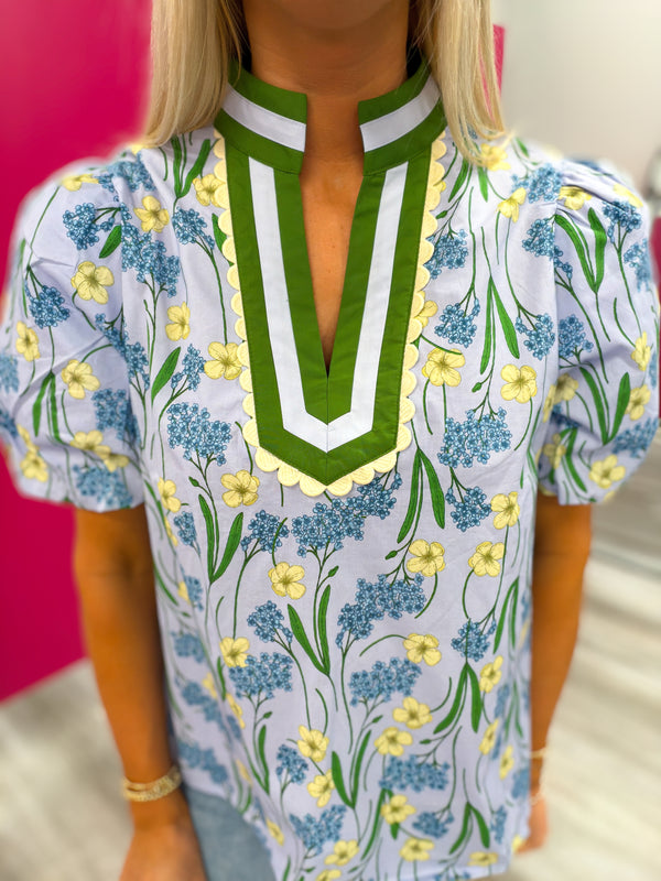 The Southern Charm Floral Top | Blue