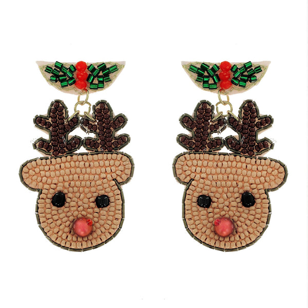 Reindeer Beaded Earrings