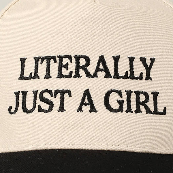 Literally Just A Girl Embroidery Two Tone Trucker Hat