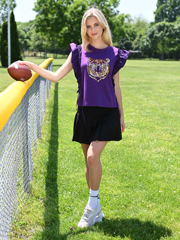 Ruffle Sleeve Tiger Top