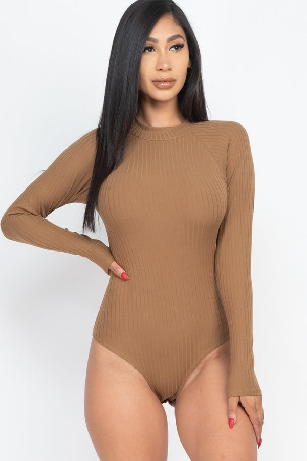 Ribbed Long Sleeve Mock Neck Bodysuit | ONLINE ONLY