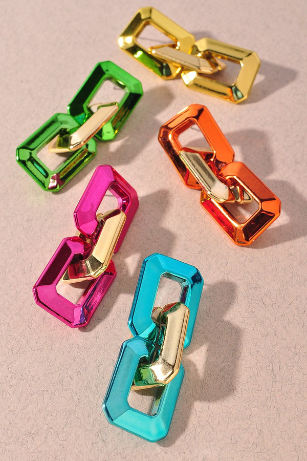 Metallic and Gold Chain Earrings