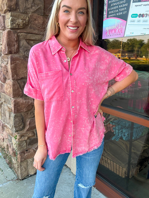 Mineral Washed Vintage Button Down Top