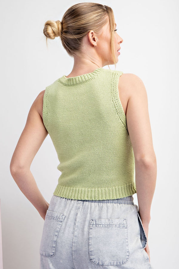 Cropped Knit Pistachio Sweater