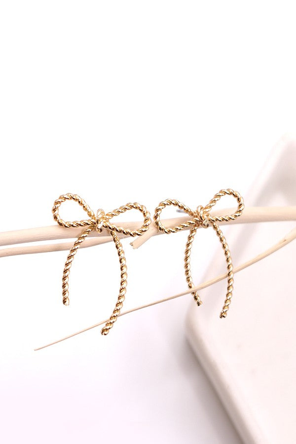 Bow Braided Metal Rope Earrings