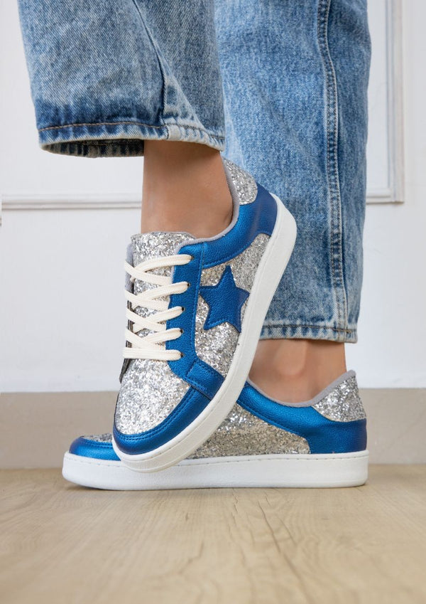 Dallas Babe Sneakers - Blue and Silver