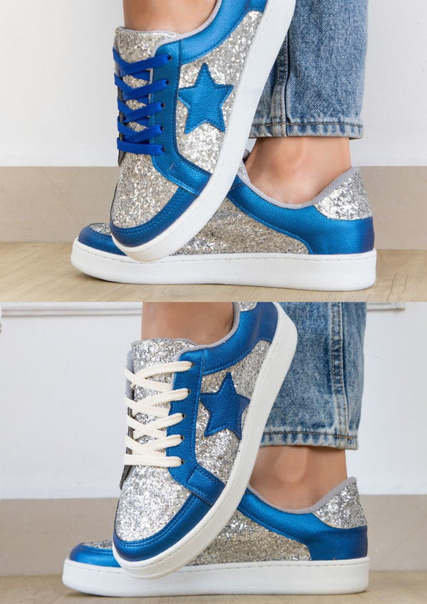 Dallas Babe Sneakers - Blue and Silver
