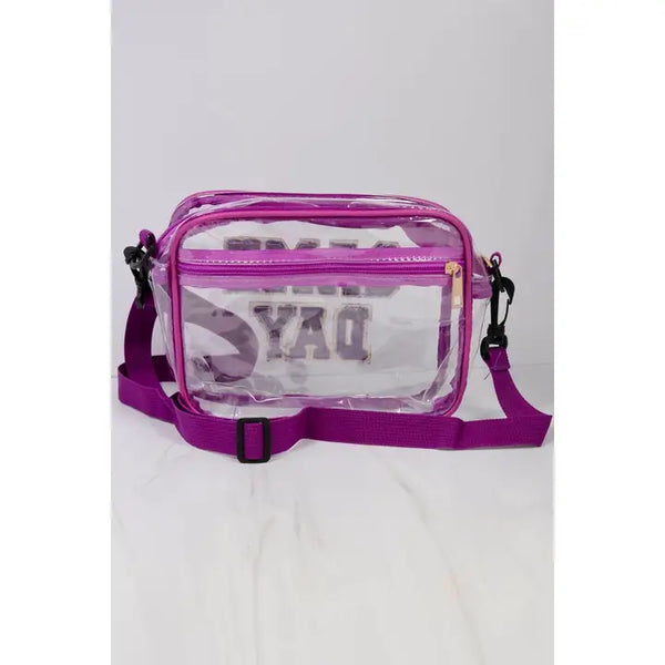 Game Day Patch Letter Clear Purse | DISCOUNTED