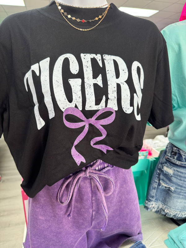 Tigers Bow Graphic Tee Crop Midi