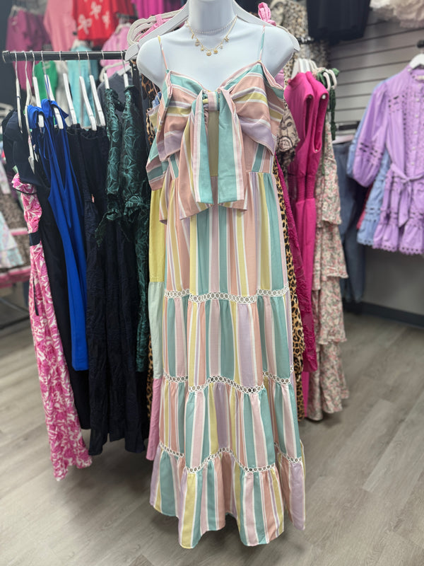 Pastel Stripe Maxi With Bow