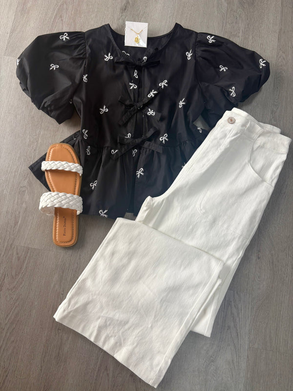 Black and White Bow Top