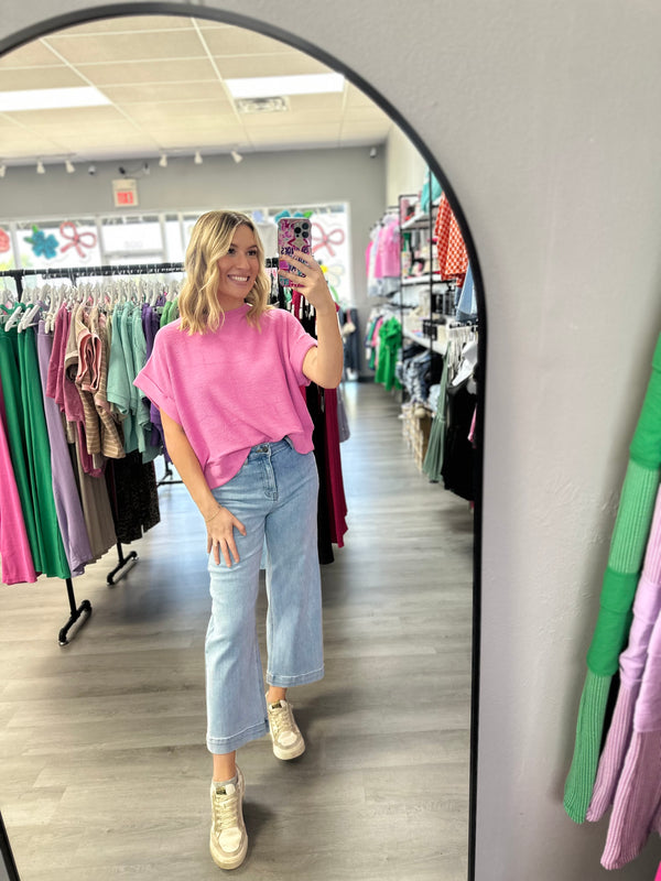 Short Sleeve Drop Shoulder Soft Top