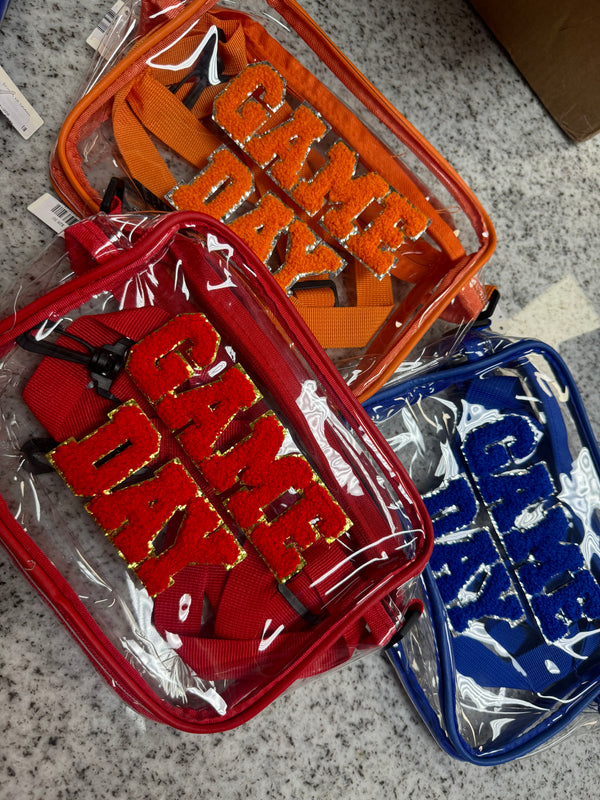 Game Day Patch Letter Clear Purse Orange