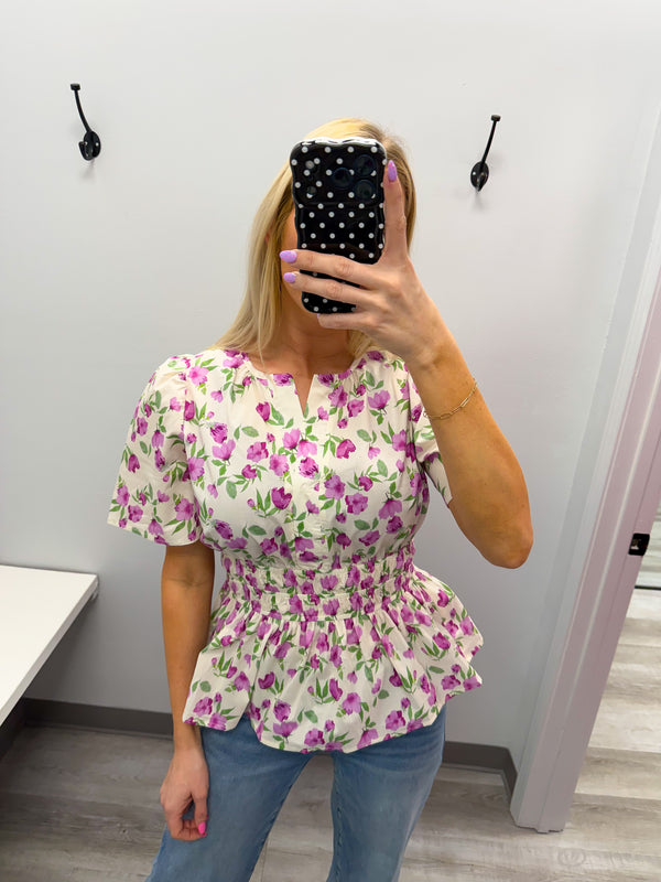 Pretty In Petals Peplum Top