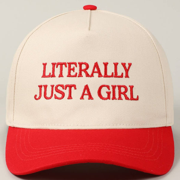 Literally Just A Girl Embroidery Two Tone Trucker Hat