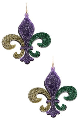 Acrylic Fleur De Lis Dangle Earrings