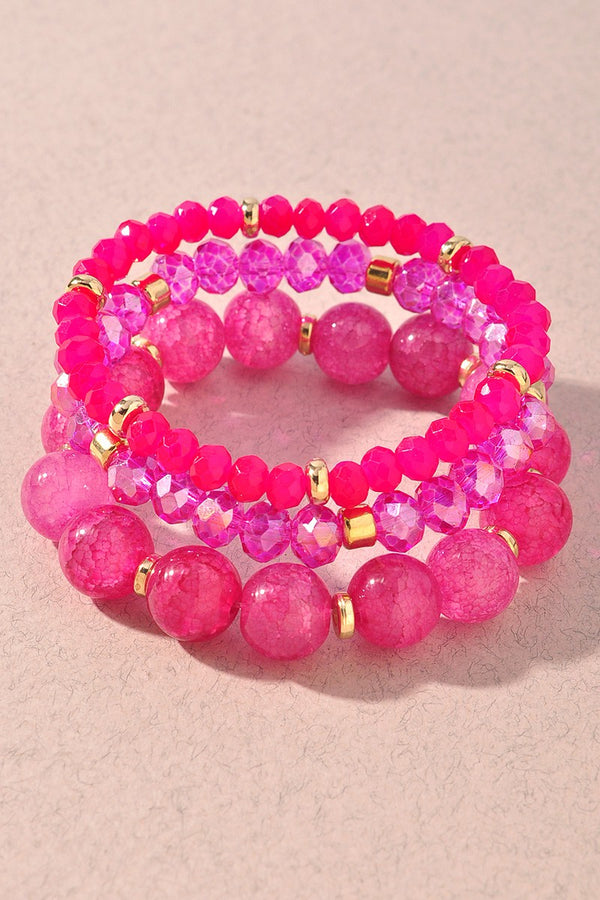 Triple Crystal Beaded Bracelet
