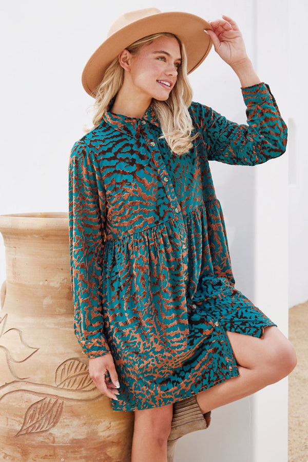 Teal and Rose Gold Velvet Dress