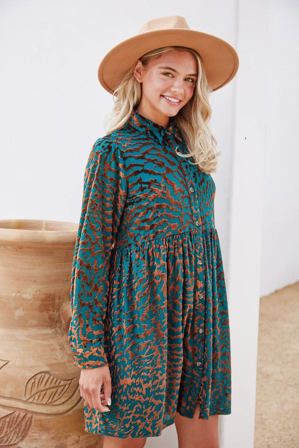 Teal and Rose Gold Velvet Dress